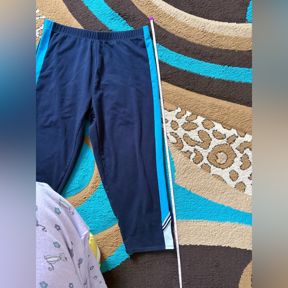Athletic Works Navy Blue Leggings with Teal Accents - Picture 5 of 7